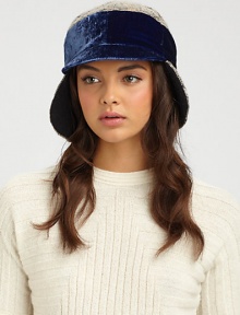 Soft cap woven to a silky velvet and wool finish with small visor detail.Viscose/Acrylic/Polyester/Wool/SilkBrim, about 2Specialist dry cleanMade in Italy Soft cap woven to a silky velvet and wool finish with small visor detail.Viscose/Acrylic/Polyester/Wool/SilkBrim, about 2Specialist dry cleanMade in Italy