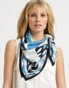 A pretty geometric print in luxurious silk. SilkAbout 36 X 36Dry cleanMade in Italy