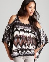 A tribal-influenced print imbues this Ella Moss cold-shoulder top with eclectic flair.