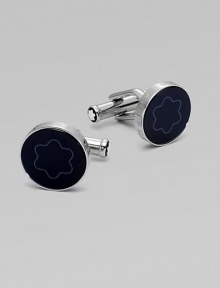 Round, stainless steel cufflinks with black sapphire glass inlay.Stainless steelAbout ½ diam.Imported Round, stainless steel cufflinks with black sapphire glass inlay.Stainless steelAbout ½ diam.Imported