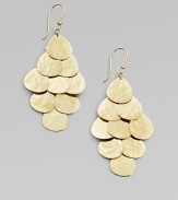 Teardrop-shaped petals with a subtle crinkle texture subtly overlap in this cascading cluster design.18k yellow goldLength, about 2½Ear wireImported