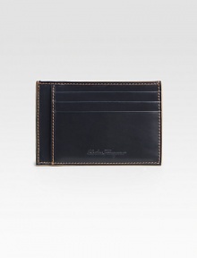 Keep business and credit cards close at hand in the streamlined Italian calfskin case.Four card slots4½W X 3HMade in Italy Keep business and credit cards close at hand in the streamlined Italian calfskin case.Four card slots4½W X 3HMade in Italy