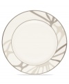 Abstract markings in soft shades of khaki frame this glazed white bread and butter plate for unconventional elegance. From Noritake dinnerware, these dishes are trimmed with matte platinum for modern polish on casual and formal tables alike.