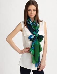 EXCLUSIVELY AT SAKS. A colorful floral print on luxurious silk. SilkAbout 28 X 110Dry cleanMade in Italy EXCLUSIVELY AT SAKS. A colorful floral print on luxurious silk. SilkAbout 28 X 110Dry cleanMade in Italy