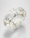 From the Teatro Moderne Collection. Beautifully hand-crafted lucite in an Art Deco-inspired motif accented sparkling Swarovski crystals. LuciteSwarovski crystalsDiameter, about 2.5Hinged, magnetic closureMade in USA