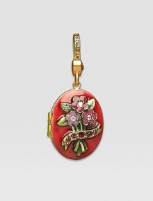 Ruby-colored CRYSTALLIZED - Swarovski Elements sparkle on this handcrafted, hand-enameled birthstone locket that opens to hold a favorite photo. Crystal Enamel 18k goldplated brass & brass-plated pewter Month indicated on the back Length, about 1¼ Width, about 1 Spring clip clasp Made in USA Ruby-colored CRYSTALLIZED - Swarovski Elements sparkle on this handcrafted, hand-enameled birthstone locket that opens to hold a favorite photo. Crystal Enamel 18k goldplated brass & brass-plated pewter Month indicated on the back Length, about 1¼ Width, about 1 Spring clip clasp Made in USA
