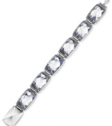 Discover bliss with Swarovski's Nirvana bracelet. Crafted from rhodium-plated stainless steel, the crystal diamond touch light inspires tranquility. Approximate length: 8 inches.