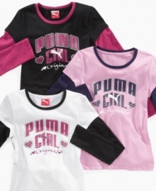 Puma girl power in pink! These layered tees provide al the sparkly spunk she needs for school days. (Clearance) Puma girl power in pink! These layered tees provide al the sparkly spunk she needs for school days. (Clearance)