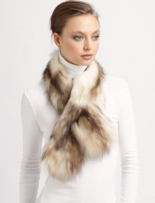 EXCLUSIVELY AT SAKS. A luxurious dyed fox style with a convenient keyhole. About 4 X 40Dyed silver foxSpecialist dry cleanImported Fur origin: Finland EXCLUSIVELY AT SAKS. A luxurious dyed fox style with a convenient keyhole. About 4 X 40Dyed silver foxSpecialist dry cleanImported Fur origin: Finland