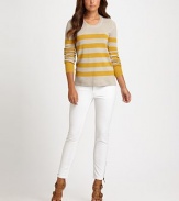 A cozy-yet-lightweight design with muted stripes for a sophisticated look.Double round neckLong sleevesPull-on styleLogo detail on backAbout 29 from shoulder to hem90% cotton/10% linenDry cleanImported Model shown is 5'9 (175cm) wearing US size Small. 
