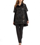 THE LOOKAllover, subtly metallic camo printContrast velvet detail at collarLayered-look long sleeves with ribbed knit detailBesom pockets at waistConcealed button closureTHE FITAbout 30½ long from shoulder to hemTHE MATERIAL92% acetate/8% metallic fibersFully linedCARE & ORIGINDry cleanImportedModel shown is 5'9 (175cm) wearing US size Small. 