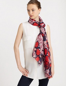 A floral and animal print style in lightweight wool. WoolAbout 80 X 28Dry cleanImported A floral and animal print style in lightweight wool. WoolAbout 80 X 28Dry cleanImported
