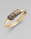 A stunning piece with wrapped snake skin. 14K goldplated Slip-on style Diameter, about 2¼ Made in USA 