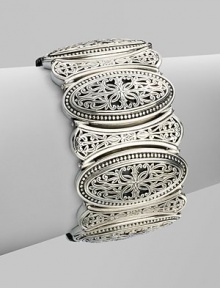 Ornately filigreed sterling silver has the look of a precious vintage find. About 7¼ long Box clasp Made in Greece