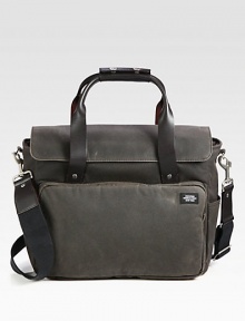 Waxwear brief, roomy enough to tote around all of your essentials, will burnish and patina with age.Flap, zip closureDouble top handlesRemovable shoulder strapExterior, interior zip pocketsWaxed cotton/leather12W x 15H x 6DImported Waxwear brief, roomy enough to tote around all of your essentials, will burnish and patina with age.Flap, zip closureDouble top handlesRemovable shoulder strapExterior, interior zip pocketsWaxed cotton/leather12W x 15H x 6DImported