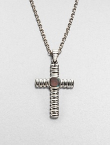 This classic, sterling silver cross pendant is adorned with labradorite, lending a touch of modern elegance.Sterling silverLabradoriteAbout 20 long; Pendant: about 1 x 1½ diam.Imported This classic, sterling silver cross pendant is adorned with labradorite, lending a touch of modern elegance.Sterling silverLabradoriteAbout 20 long; Pendant: about 1 x 1½ diam.Imported