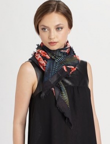 A vivid, dynamic floral print meets an eye-catching optical illusion on this sumptuous modal and cashmere wrap.90% modal/10% cashmereAbout 55 X 55Dry cleanMade in Italy A vivid, dynamic floral print meets an eye-catching optical illusion on this sumptuous modal and cashmere wrap.90% modal/10% cashmereAbout 55 X 55Dry cleanMade in Italy