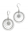 Retro refinement: Crafted in sterling silver with marcasite and crystal, Judith Jack's circular drop earrlngs add a touch of glamour. Approximate drop: 1-1/2 inches.