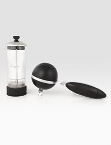 This simple, manual frother is also the most effective: with a half dozen strokes of the plunger, heated milk becomes filled with the tiniest of bubbles. Transfer to a small pitcher and swirl a few times to make perfectly textured light, creamy milk for a delicious latte or cappuccino. 9H X 3.5 diam. Hand wash Imported This simple, manual frother is also the most effective: with a half dozen strokes of the plunger, heated milk becomes filled with the tiniest of bubbles. Transfer to a small pitcher and swirl a few times to make perfectly textured light, creamy milk for a delicious latte or cappuccino. 9H X 3.5 diam. Hand wash Imported