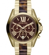 Tortoise accents create a retro feel to this chronograph watch from Michael Kors' Bradshaw collection.