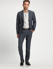 A staple of any man's closet, updated with textured pinstripes and a tailored fit in a sumptuous wool blend.ButtonfrontWaist welt pocketsPartially linedAbout 28 from shoulder to hem97% wool/3% polyesterDry cleanImported A staple of any man's closet, updated with textured pinstripes and a tailored fit in a sumptuous wool blend.ButtonfrontWaist welt pocketsPartially linedAbout 28 from shoulder to hem97% wool/3% polyesterDry cleanImported