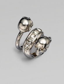 A Swarovski crystal accented wrap design embellished with two skulls. BrassSwarovski crystalsMade in Italy A Swarovski crystal accented wrap design embellished with two skulls. BrassSwarovski crystalsMade in Italy