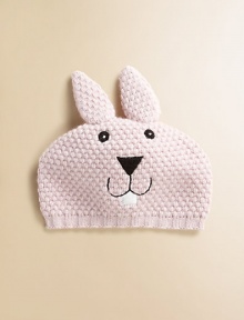 Supremely soft hat in a wool and cashmere blend, finished with a sweet bunny-inspired pattern they'll love to show off. Polyester/nylon/wool/angora/cashmereHand washImported