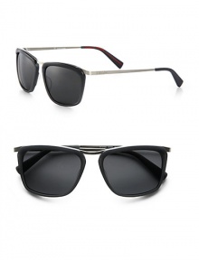 Retro inspired style handcrafted of mixed media elements. Available in grey frames with grey polar lenses.Acetate/metal100% UV ProtectionImported Retro inspired style handcrafted of mixed media elements. Available in grey frames with grey polar lenses.Acetate/metal100% UV ProtectionImported