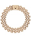 A work of art. This Michael Kors necklace will become the centerpiece of your look with rosy accents and a linked design. Crafted in gold tone and rose-gold tone brass. Approximate length: 17 inches.