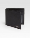 Lightly-textured leather wallet with six credit card slots, two billfold compartments and one transparent identification window.Two bill compartmentsSix card slotsID windowLeather4W x 4HImported