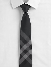 A signature look for you in a signature check pattern from Burberry, crafted with a skinnier silhouette in fine mulberry silk. About 2¾ wide Mulberry silk Dry clean Made in Great Britain 