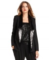 Tuxedo styling meets sequined sparkle on this MICHAEL Michael Kors petite blazer.