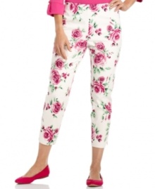 Cheerful blooms awaken these skinny cropped pants by Charter Club. Slimming technology makes them really a flattering choice.