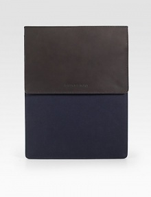 Protect your investment in a stylish manner with this handsome, two-tone slip cover of smooth, calfskin leather.Flap, snap button closureFully linedLeather/canvas8½W x 11HMade in Italy Protect your investment in a stylish manner with this handsome, two-tone slip cover of smooth, calfskin leather.Flap, snap button closureFully linedLeather/canvas8½W x 11HMade in Italy