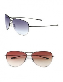The classic aviator look is designed with lightweight titanium frames and gradient lenses. 100% UV protective Imported The classic aviator look is designed with lightweight titanium frames and gradient lenses. 100% UV protective Imported