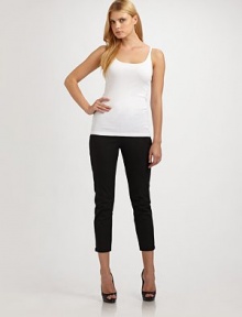 Breezy organic cotton is finely ribbed for a chic, must-have look. Scoopneck Sleeveless About 25¼ from shoulder to hem Organic cotton Machine wash Imported Breezy organic cotton is finely ribbed for a chic, must-have look. Scoopneck Sleeveless About 25¼ from shoulder to hem Organic cotton Machine wash Imported