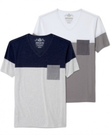 Change up your summer pattern with these colorblocked t-shirts from American Rag.