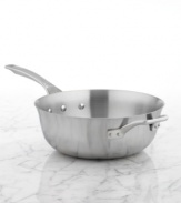 The professional's pick. Five layers of highly conductive metals, including a copper core, stainless steel interior and exterior and 2 layers of aluminum, heat and cool quickly & evenly to keep temperatures consistent across the entire pan. A brilliant dishwasher-safe exterior lights up your space and creates a versatile cooking surface, where searing and deglazing are nearly effortless. Lifetime warranty.