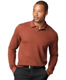 Extend your prepped-up style with this handsome long-sleeved polo shirt from Van Heusen. Extend your prepped-up style with this handsome long-sleeved polo shirt from Van Heusen.