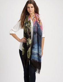 A tropical print in pretty muted shades. 85% modal/15% silkAbout 55 X 78¾Dry cleanMade in Italy