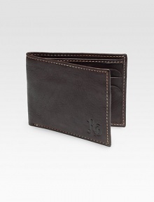 A slim-fold design travels discreetly in your pockets, while keeping your cash and cards neatly organized, cut from pebbled vegetable leather with contrast stitching and a digital printed lining for signature appeal.One billfold compartmentSix card slotsCotton twill/leather liningLeather4W x 3HImported A slim-fold design travels discreetly in your pockets, while keeping your cash and cards neatly organized, cut from pebbled vegetable leather with contrast stitching and a digital printed lining for signature appeal.One billfold compartmentSix card slotsCotton twill/leather liningLeather4W x 3HImported