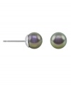 Prim and prismatic. Majorica's gray organic man-made pearl studs (12 mm) are an iridescent twist on a classic. Earrings set in sterling silver.