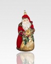This elegantly robed vintage-style Santa of expertly mouth-blown, hand-painted glass shimmers with touches of gold and glitter.Glass9H X 4.5W X 4.5DImported