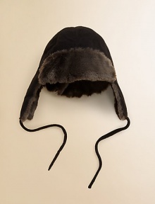Faux fur trim and earflaps add superior warmth and style to this surprisingly soft hat. Faux fur trimSelf-tie beneath chinPolyester/spandexHand washImported Faux fur trim and earflaps add superior warmth and style to this surprisingly soft hat. Faux fur trimSelf-tie beneath chinPolyester/spandexHand washImported
