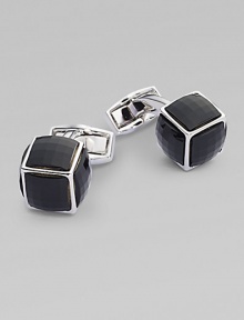 Discretely dazzling, each face of these cufflinks have a square multi-faceted Swarovski element crystals with the whale tail positioned on the 6th face.Rhodium-plated metalAbout ½ diam.Made in the United Kingdom Discretely dazzling, each face of these cufflinks have a square multi-faceted Swarovski element crystals with the whale tail positioned on the 6th face.Rhodium-plated metalAbout ½ diam.Made in the United Kingdom