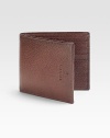 Calfskin leather billfold with embossed logo.One bill compartmentEight card slots4¼W x 3¾HMade in Italy