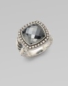 From the Moonlight Ice Collection. A light-catching, faceted hematite stone with a diamond pavé border.Diamond, 0.45 tcw Hematite Sterling silver Black rhodium Width, about 14mm Imported Additional Information Women's Ring Size Guide 
