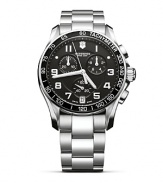 Known for a military-inspired approach to design, Victorinox's cool black chronograph is a stealthy-sleek timepiece. Wear it to trim citified looks.