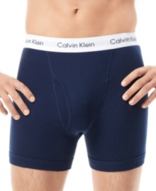 Stretch out in style and comfort with these tall-sized boxer briefs from Calvin Klein.
