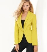 A bold layer to love, this petite blazer from INC marries tailored style with trend-forward color intensity.
